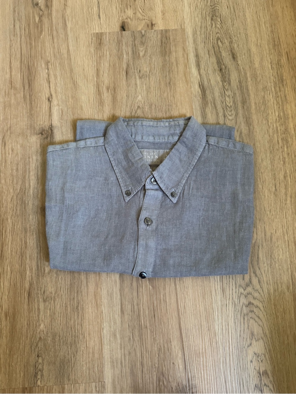 Abercrombie & Fitch Men's Button-Down Linen Short Sleeve Shirt - Gray/Blue